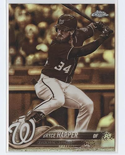 2018 Topps Krom Refraktörler Sepya 139 Bryce Harper Washington Nationals Resmi MLB Beyzbol Ticaret Kartı Ham (NM veya Daha İyi)