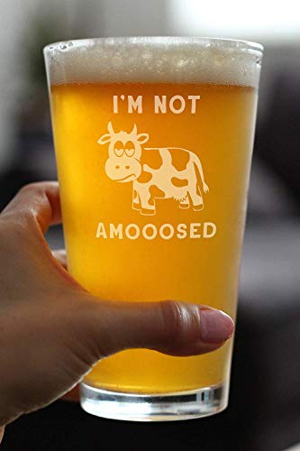 Amooosed değil - Bira için 16 oz Bira bardağı-Erkekler ve Kadınlar için Komik İnek Hediyeleri - Eğlenceli İnek Temalı Dekor