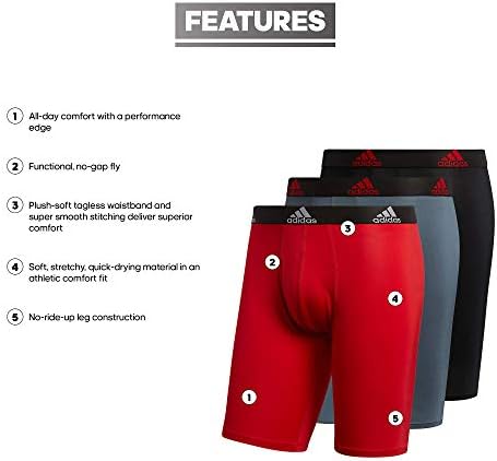 adidas Erkek Performans Uzun Boxer Kısa İç Giyim (3'lü Paket)