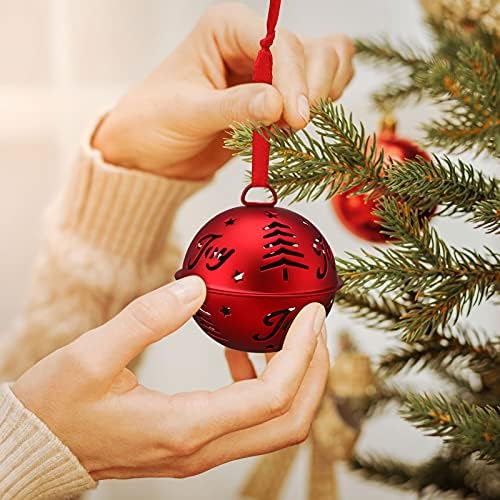 6 Parça için Jingle Bells El Sanatları Noel Sevinç Kırmızı Çan Metal Jingle Bell Süsler ile Yıldız Kesikler Kızak Rustik Noel