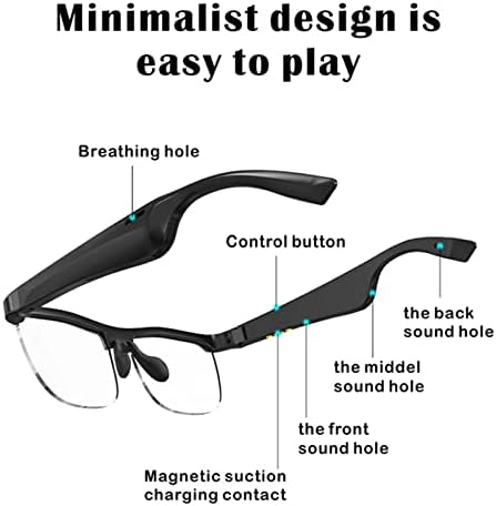 SKNG Bluetooth Akıllı Ses Gözlükleri, Dahili Mikrofonlu Kablosuz Kulaklık Gözlükleri, Mavi ışık Engelleme Bluetooth Gözlükleri