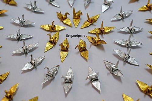 1000 Origami Kağıt Vinç Altın Gümüş Gül Desenli Küçük 1.5x1. 5 inç Origami Vinç Süsleme düğün Hediyesi Dekorasyon OrigamiPolly