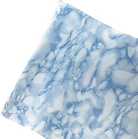Taamall Simplemuji Kendinden Yapışkanlı Beyaz Mavi Mermer Kabuğu ve Sopa raf astarı Dresser Çekmece Sticker 17.7 İnç 130 İnç