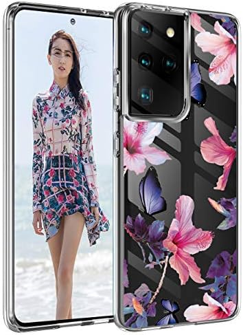 S21 Ultra Çiçek samsung kılıfı Galaxy S21 Ultra Kılıf Kadınlar için Çiçek Tasarım İnce Silikon Tampon Darbeye Dayanıklı Kapak