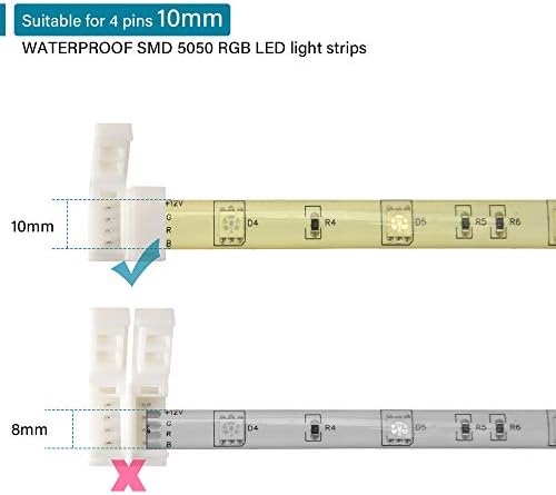 10 Adet 4 Pin lehimsiz Su Geçirmez LED şerit ışık konnektörleri JACKYLED 10mm şerit Şerit Konektörü RGB esnek LED bant ışık boşluksuz