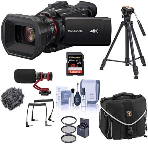 Panasonic HC-X1500 4 K Profesyonel Kamera ile 24x Optik Zoom, WiFi HD Canlı Streaming Paket ile Tripod, Mic, çanta, 128 GB SD