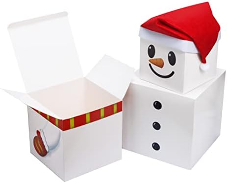 JOYIN 3 Pcs Noel Kardan Adam İstifleme Kutuları ile Kapaklar ve Noel şapka, Büyük Dekoratif İstiflenebilir Kutuları, Yuvalama