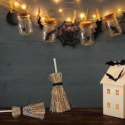 Mini Cadılar Wicca Süpürge Ev Cadılar Bayramı Dekorasyon Kolye Hafif Saman Süpürgeler Asma Süslemeleri için Kostüm Partisi Cadılar