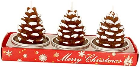 Baoblaze Güzel 3 Parça Noel Mum Set Dekoratif Parafin çay ışık Süs Taşınabilir Ev Dekor Noel arifesi Çocuk Oteller için Kadın-suni