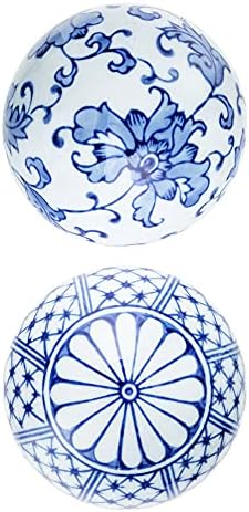 Ka Home Mavi Porselen Küreler Dekoratif Toplar-Merkez Parçası veya Bireysel Kullanım için Küçük Seramik Küreler-Tepsi, Kase veya