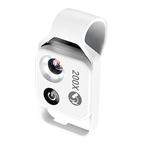 IOS ve Android için Çoğu Akıllı Telefon için Baoblaze 200x Büyütme Mikroskop Lens Mikro Lens-Beyaz