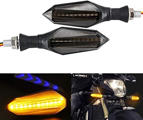 KaTur evrensel motosiklet LED flaşör ön arka ışıklar göstergeler lambalar Amber sarı dönüş sinyal ışığı ve mavi gündüz farları