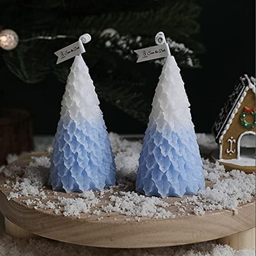 XINAOBAOLUO Noel Ağacı Şekli Mum Kokulu Mumlar Sevimli El Yapımı Danimarka Pastel Odası Estetik Dekor Ev ve Hediye için (Mavi
