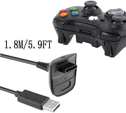 Xbox 360 Kablosuz Denetleyici için Reıso 2 Paket USB Şarj Kablosu Kablosuz Şarj Cihazı (Siyah)