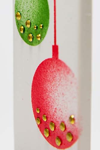 Flatyz Noel Mumları Kırmızı ve Yeşil Süsleme Tasarımı-Düz, Dekoratif, El Boyalı Mum Hediyeler Kadınlar veya Erkekler için-6 inç