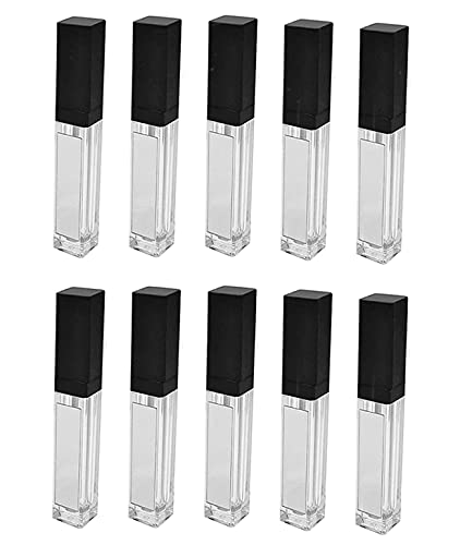 Healthcom 10 Pcs 7.5 ml Kare şeffaf plastik dudak parlatıcısı tüpler şişeler ile ayna led ışık Dudak sır Tüp Şişeler Boş Doldurulabilir
