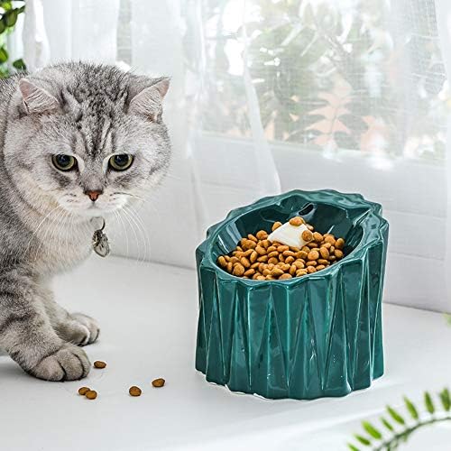 Kelendle Yükseltilmiş Kedi Kase Seramik Eğik Yükseltilmiş Pet Gıda su kasesi Anti Kusma Korumak Pet Omurga ve Boyun için Düz