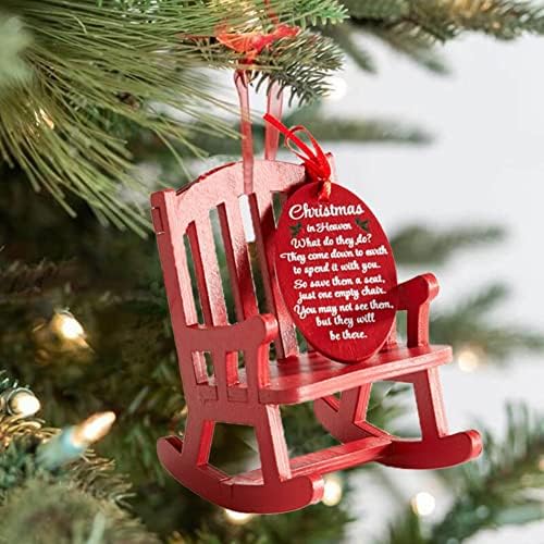 Cennette Noel Anıt Süsleme, URMAGİC Hangtag ve Saklama Çantası ile 1 Adet Kırmızı Mini Ahşap Sallanan Sandalye, Noel Ağacı Süsleri,