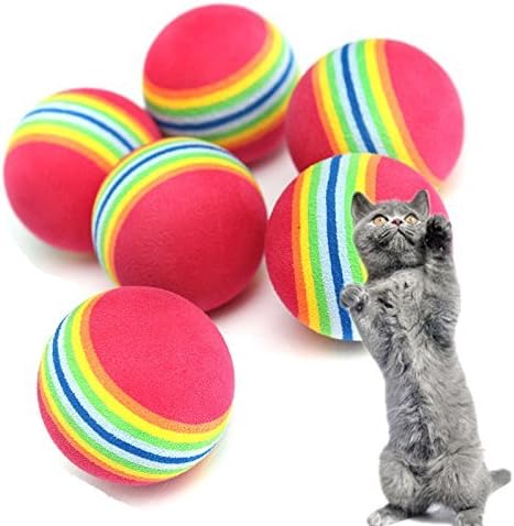 Da.Wa Gökkuşağı Oyuncak Top Pet Köpek Kedi Renkli Yumuşak Oyuncak Fetch Topu Etkinlik Oyuncaklar için Pet Yavru Kedi (3.5 cm)