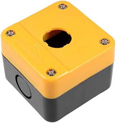 uxcell basmalı düğme Anahtarı Kontrol İstasyonu Kutusu 22mm 1 Düğme Deliği Su Geçirmez Sarı ve Siyah
