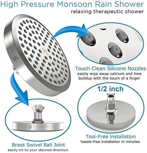 12 kademeli tescilli filtreli SparkPod Krom Yağmur Duş Başlığı