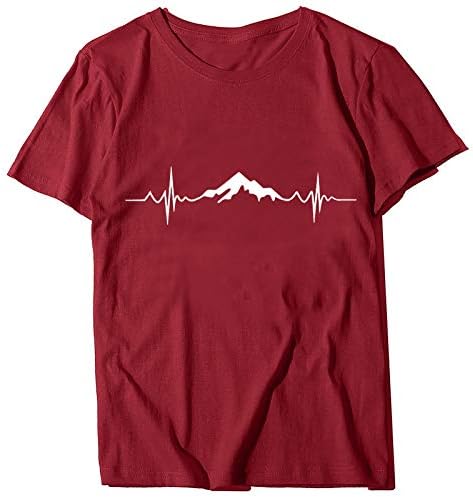 Dosoop kadın Yaz Yuvarlak Boyun Baskı Rahat Gevşek Gömlek Kısa Kollu Grafik Üst T-Shirt Bluz