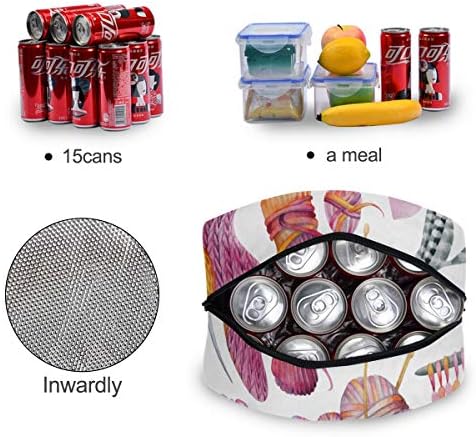 Öğle yemeği çantası İle Cep-Set Handdrawn Örgü Malzemeleri Yün Kullanımlık Öğle Yemeği Kutusu Çanta Yalıtımlı Termal Soğutucu