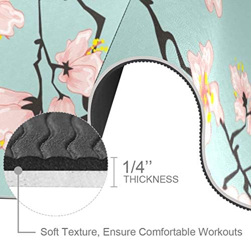 Lenergy Yoga Mat Kiraz Çiçekleri Pilates Mat Kaymaz Pro Çevre Dostu TPE Kalın 6mm için Taşıma Çantası ile Spor egzersiz matı