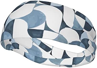 Erkek Sweatbands soyut İskandinav mavi geometrik çok fonksiyonlu spor performans kafa bandı Unisex egzersiz Bilekliği