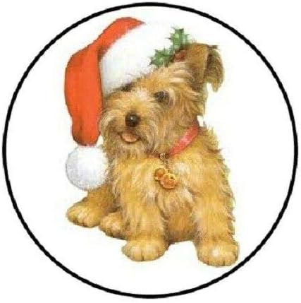 marka olmadan 48 Set Zarf Mühürler Etiketler Sevimli Noel Shaggy Köpek ŞAPKA 1.2 Yuvarlak