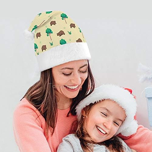 Noel Santa Şapka, Ayı Ağaçları Noel Tatil Şapka Yetişkinler için, Unisex Konfor Noel Şapkalar için Yeni Yıl Şenlikli Kostüm Tatil