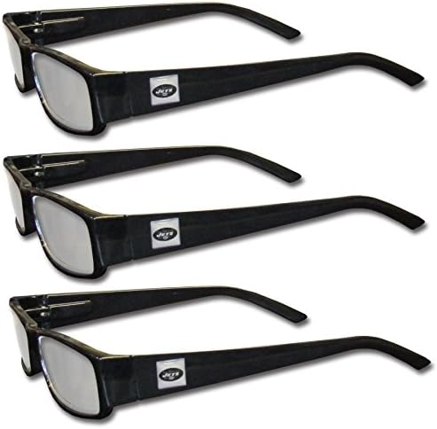 NCAA Siskiyou Spor Fan Dükkanı New York Jets Yetişkin Okuma Gözlükleri (3 Paket) Okuma Gücü: + 1.75 Siyah