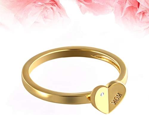 ABOOFAN kalp şeklinde yüzük anneler Günü parmak yüzük elmas taklidi parmak takı parmak süsleme boyutu 7 altın