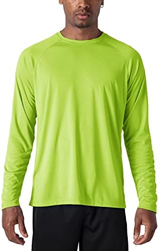 MAGCOMSEN erkek Güneş Koruma T-Shirt UPF 50 + UV Uzun Kollu Nem Esneklik Performans Atletik Gömlek