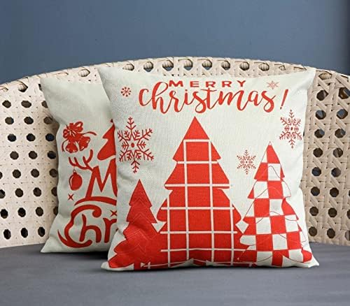 Tohobk Noel Süslemeleri, noel Yastık Kapakları 18x18 4 Set, kırmızı Buffalo Ekose Açık Noel Tatil Atmak Yastık Kılıfları için