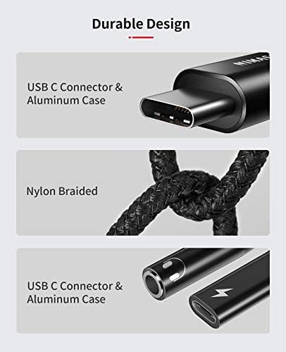 USB Tip C için 3.5 mm Kulaklık ve Şarj Adaptörü, NİMASO 2 in 1 Kulaklık Jakı Şarj Güç Aux Kablosu ile Uyumlu Piksel 4 3 XL, Galaxy