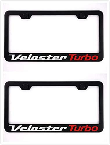 Vestian Veloster Turbo Siyah Araba Plaka Çerçevesi Kapak Tutucu ile Caps Vidalar Pas Ücretsiz Paslanmaz Çelik (2)