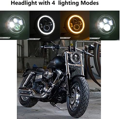 7.5 İnç Yuvarlak Motosiklet LED Far Angel Eyes ile-Motosiklet Ön Far Parantez Meclisi ile, özellik Hi / Düşük Işın Beyaz DRL