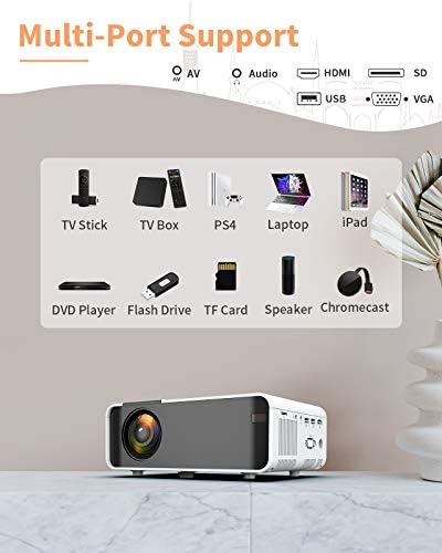 Mini Film Projektörü 1080P Destekli - Jimwey Dış Mekan Taşınabilir HD Video Projektörü, Yerli 720P, 200 Ekran Destekli, TV Çubuğu,
