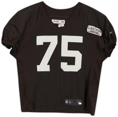 Joel Bitonio Cleveland Browns Uygulaması-2020 NFL Sezonundan Kullanılmış 75 Kahverengi Örgü Forması-Boyut 56-İmzasız NFL Oyunu