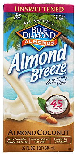 Blue Diamond Yetiştiricileri-Breeze Badem Sütü Şekersiz Badem Hindistan Cevizi-32 oz. (Pack 2)