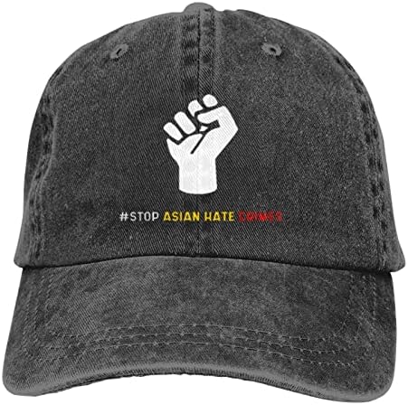 Durdurma Asya Nefret Suçları Erkek Kadın Yetişkin Polyester Klasik Beyzbol Şapkası Yıkanmış Denim Ayarlanabilir Şapka