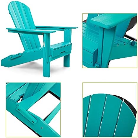 ResinTEAK Tüm Hava Katlanır Adirondack Sandalye / Veranda Sandalyeler Çim Sandalye Açık Sandalyeler Veranda Güverte için Hava