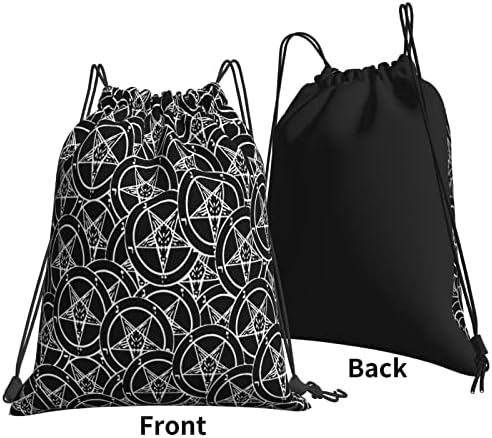 İpli sırt çantası şeytani Sigil Baphomet Pentagram dize çanta Sackpack spor salonu alışveriş spor Yoga için