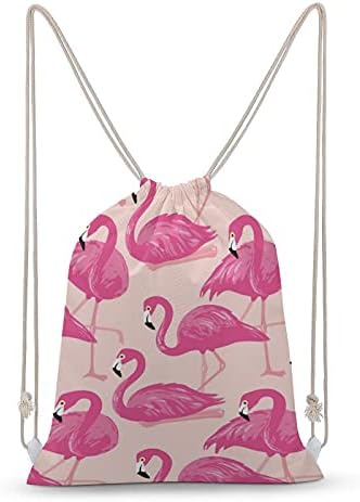 Pembe Flamingolar Tuval İpli Sırt Çantası Omuz Kılıfı Dize Çanta Sackpack İçin Spor Salonu Alışveriş Spor Yoga Seyahat 35x50