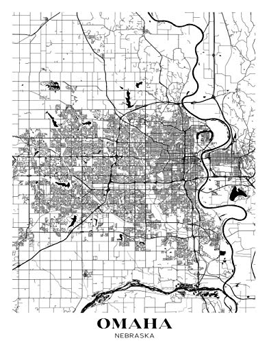 Omaha Şehir Haritası Duvar Sanatı-11x14 ÇERÇEVESİZ Baskı-Modern, Minimal, Siyah Beyaz Omaha, Nebraska Duvar Dekoru-Omaha Kadınlar