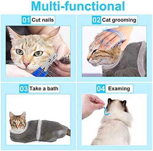 5 Adet Kedi banyo çantası seti Kedi Bakım Çantası Ayarlanabilir evcil hayvan duşu Net Çanta Kedi Ağızlıklar Anti-Bite Anti-Scratch