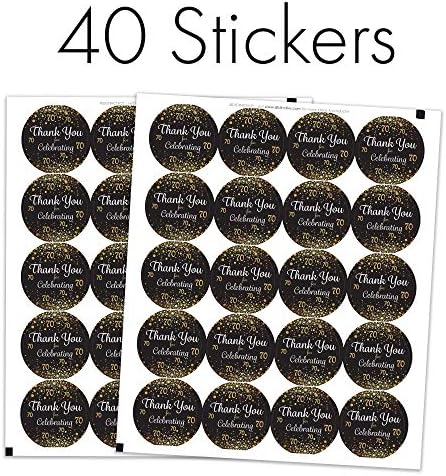 Siyah ve Altın 70. Doğum Günü Teşekkür Ederim Etiketler - 1.75 in - 40 Etiketler