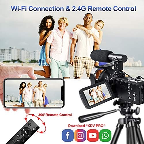 Video Kamera 4 K Kamera 48MP Görüntü Vlogging Kamera ile Wi-Fi 18X Dijital Zoom YouTube Kamera ile Mikrofon, 3 Dokunmatik Ekran