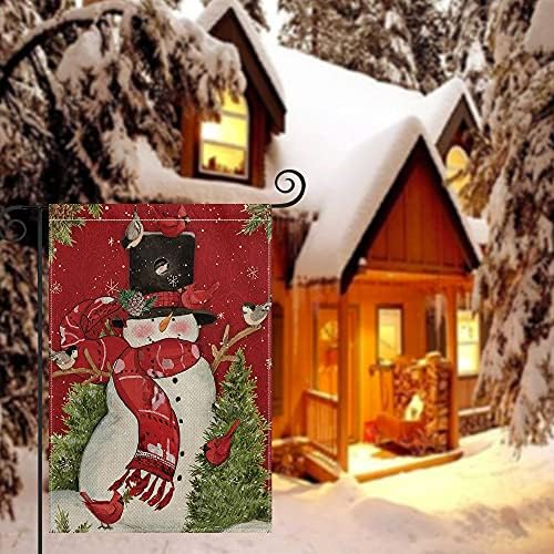 AVOİN colorlife Kardan Adam Eşarp ile Noel Bahçe Bayrağı 12x18 İnç Dikey Çift Taraflı, Kardinaller Kış Çiftlik Yard Açık Dekorasyon